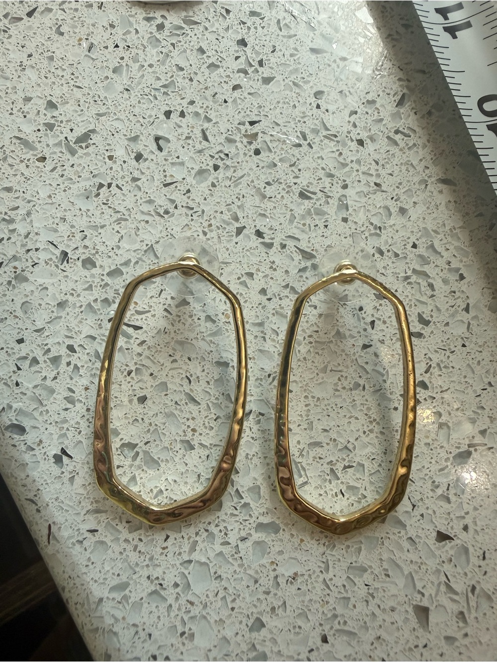Kendra Scott Gold Hammered Irregular Oval Hoop Earrings